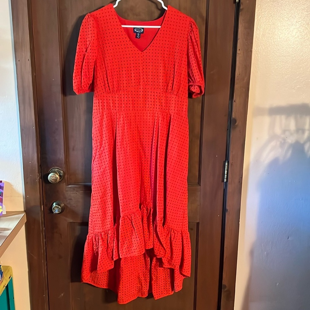 XXL (20) GORGEOUS SCOOP EYELET RED DRESS 2X